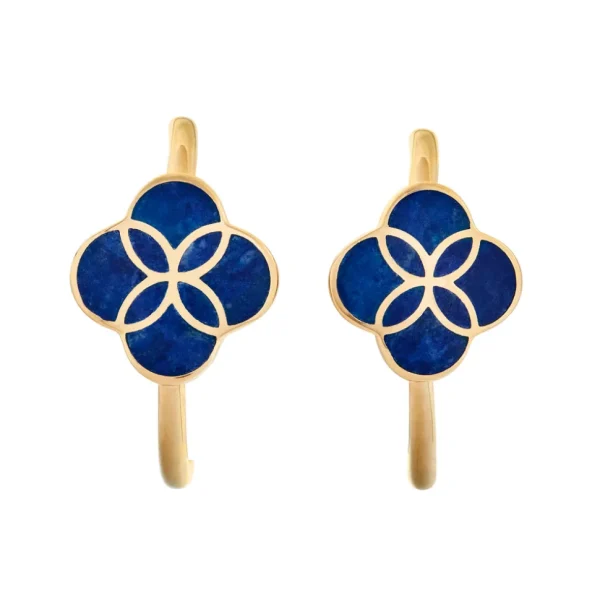 Petal Gemstone Sterling Mini Hoop Earrings