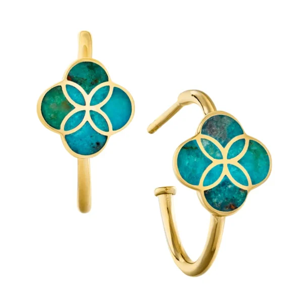 Petal Gemstone Sterling Mini Hoop Earrings