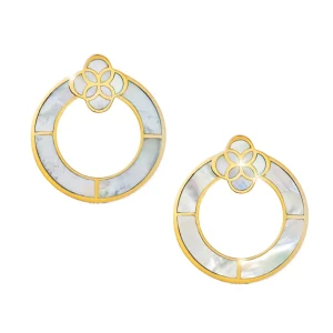 Petal Mother of Pearl Gold Vermeil Sterling Hoop Earrings