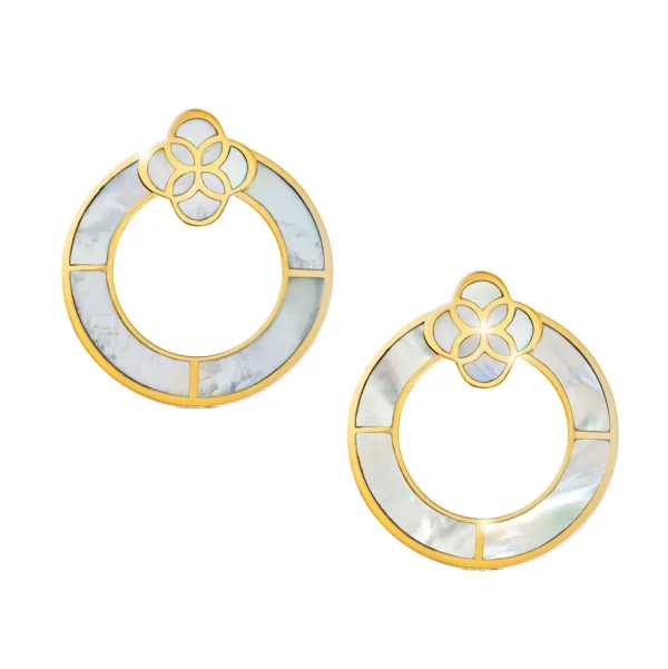 Petal Mother of Pearl Gold Vermeil Sterling Hoop Earrings