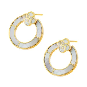 Petal Mother of Pearl Gold Vermeil Sterling Hoop Earrings