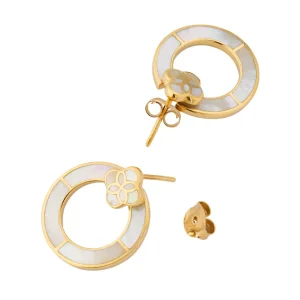 Petal Mother of Pearl Gold Vermeil Sterling Hoop Earrings