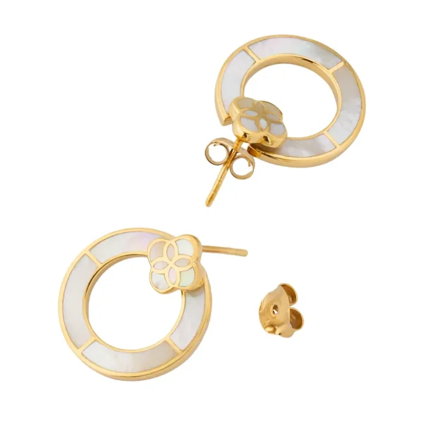 Petal Mother of Pearl Gold Vermeil Sterling Hoop Earrings