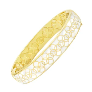 Petal Mother of Pearl Sterling Bangle Bracelet with 18K Gold Vermeil