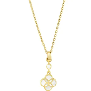 Petal Mother of Pearl Sterling Pendant Necklace with 18k Vermeil