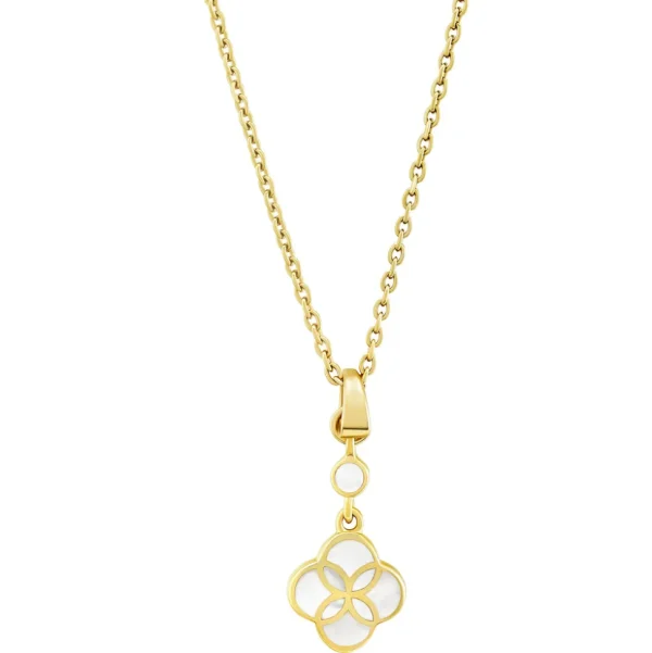 Petal Mother of Pearl Sterling Pendant Necklace with 18k Vermeil
