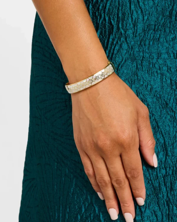 Petal Mother of Pearl Sterling Bangle Bracelet with 18K Gold Vermeil