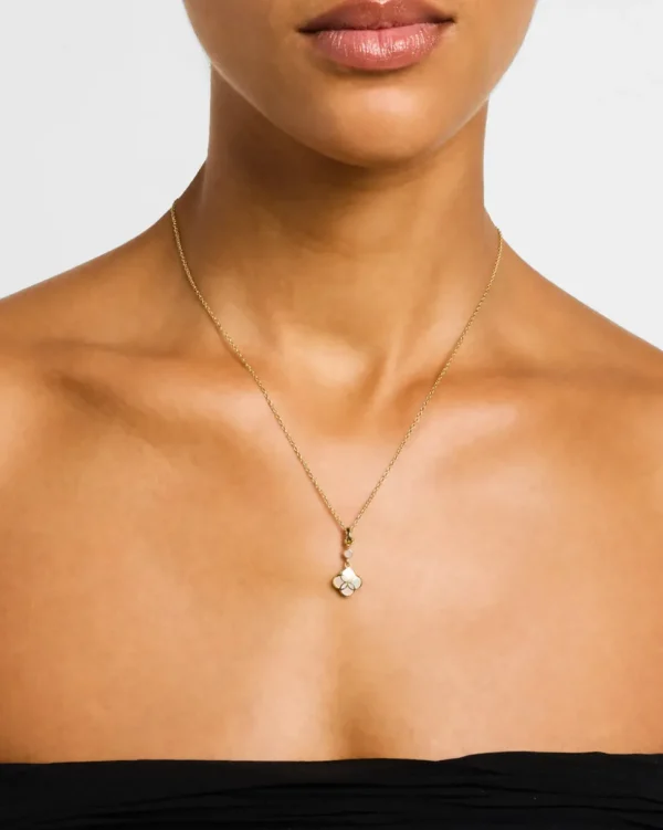 Petal Mother of Pearl Sterling Pendant Necklace with 18k Vermeil