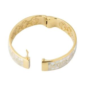 Petal Mother of Pearl Sterling Bangle Bracelet with 18K Gold Vermeil