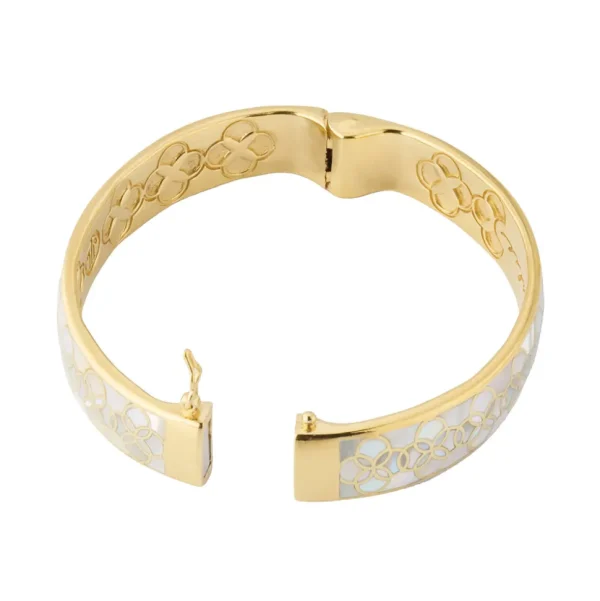 Petal Mother of Pearl Sterling Bangle Bracelet with 18K Gold Vermeil