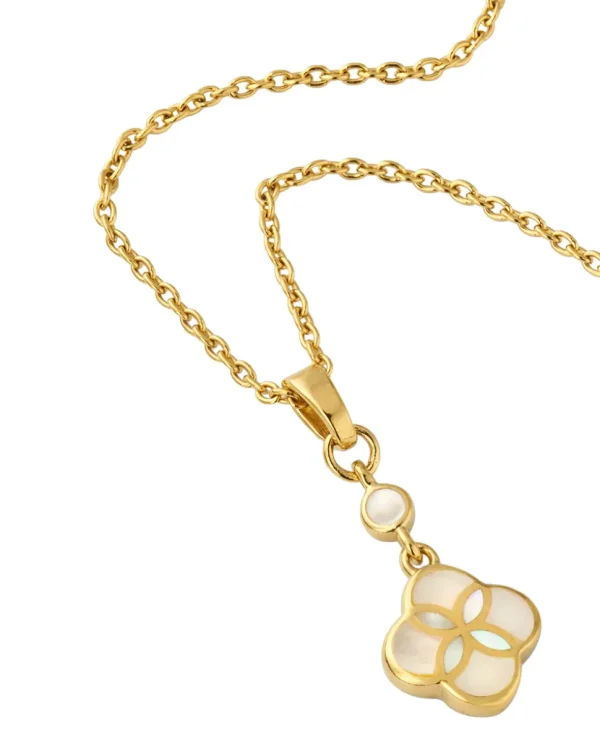 Petal Mother of Pearl Sterling Pendant Necklace with 18k Vermeil
