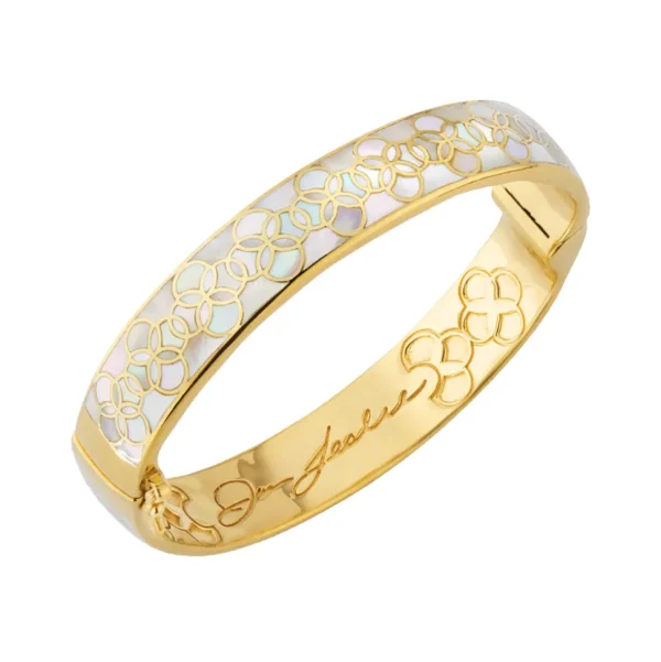Petal Mother of Pearl Sterling Bangle Bracelet with 18K Gold Vermeil