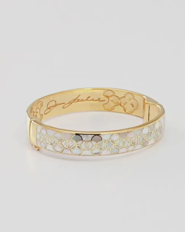 Petal Mother of Pearl Sterling Bangle Bracelet with 18K Gold Vermeil