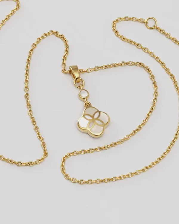 Petal Mother of Pearl Sterling Pendant Necklace with 18k Vermeil