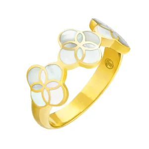 Petal Ring with Mother of Pearl in Sterling Silver and 18K Gold Vermeil Finish