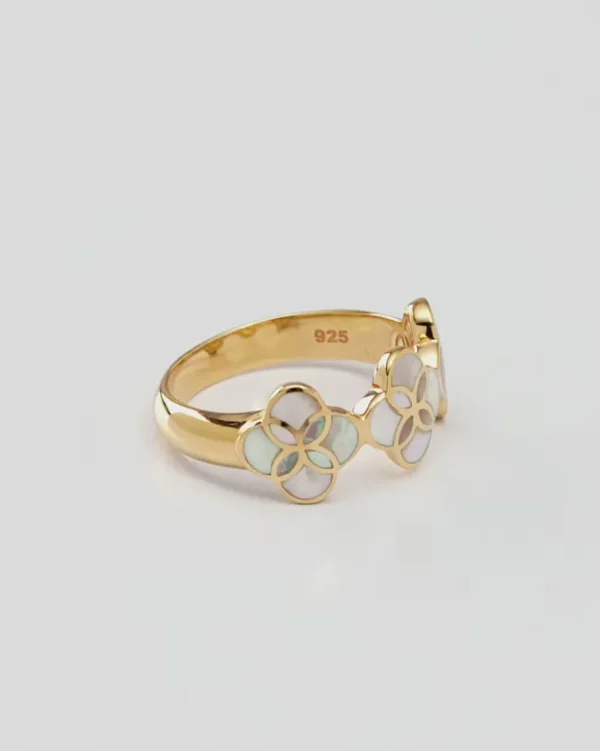 Petal Ring with Mother of Pearl in Sterling Silver and 18K Gold Vermeil Finish