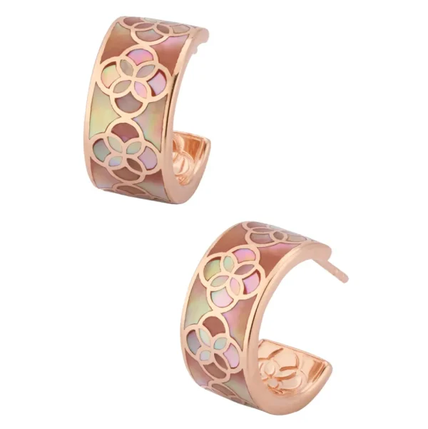 Petal Taupe Mother of Pearl Sterling Huggie Earrings
