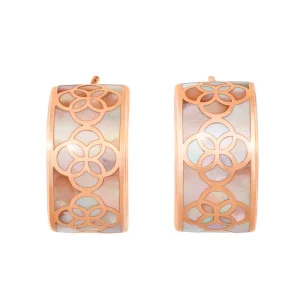 Petal Taupe Mother of Pearl Sterling Huggie Earrings