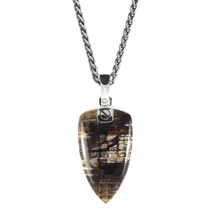 Petrified Wood Fossil Arrow Pendant