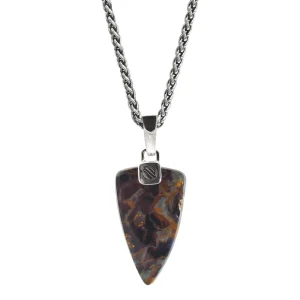 Pietersite One-of-a-Kind Arrow Pendant Sterling Silver Necklace