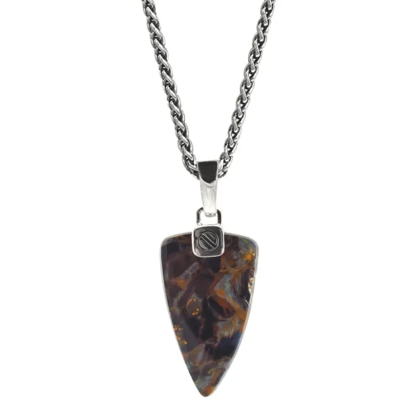 Pietersite One-of-a-Kind Arrow Pendant Sterling Silver Necklace