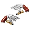Pistol Wood Handle 24K Vermeil Bullet Back Sterling Cufflinks