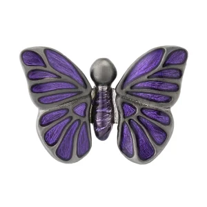 Purple Hand Painted Enamel Butterfly Sterling Silver Lapel Pin I Jan Leslie