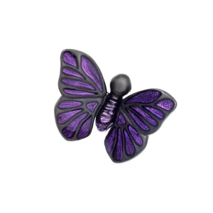 Purple Hand Painted Enamel Butterfly Sterling Silver Lapel Pin I Jan Leslie