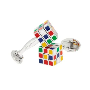 Puzzle Moving Cube Sterling Cufflinks