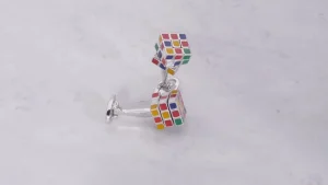 Puzzle Moving Cube Sterling Cufflinks