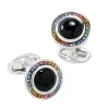 Rainbow Pave' Onyx Sterling Cufflinks