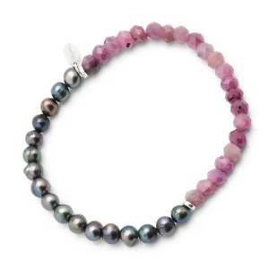 Red Ruby & Freshwater Pearls Flex Bracelet