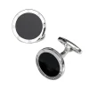 Rivet Etch Black Onyx Sterling Cufflinks