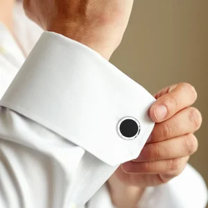 Rivet Etch Black Onyx Sterling Cufflinks
