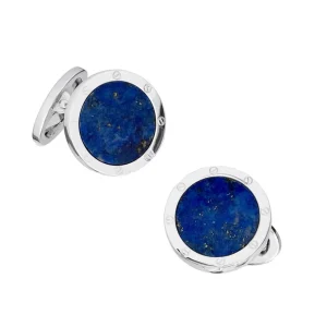 Rivet Etch Blue Lapis Sterling Cufflinks