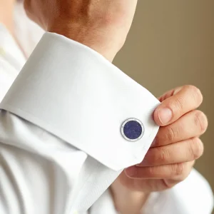 Rivet Etch Blue Lapis Sterling Cufflinks