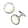 Rivet Etch Mother of Pearl Sterling Cufflinks