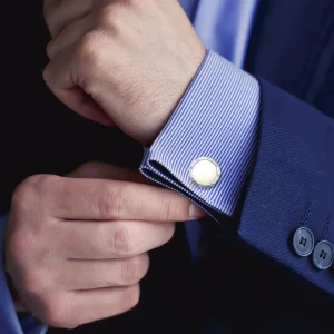 Rivet Etch Mother of Pearl Sterling Cufflinks