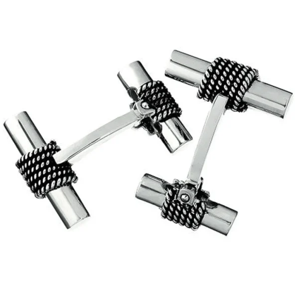 Rope Tube Sterling Cufflinks