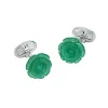 Rose Carved Green Onyx Sterling Cufflinks