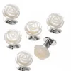Rose Carved Mother of Pearl 6 SIX Sterling Tuxedo Studs