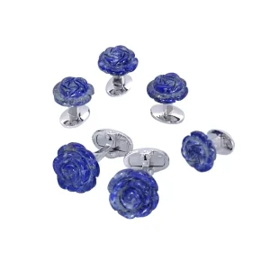 Rose Carved Sterling Cufflinks & Studs