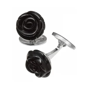 Rose Carved Sterling Cufflinks