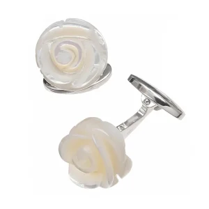 Rose Carved Sterling Cufflinks