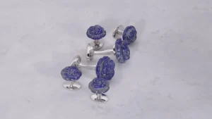 Rose Carved Sterling Cufflinks & Studs