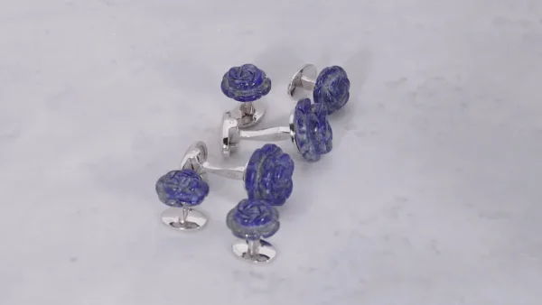 Rose Carved Sterling Cufflinks & Studs
