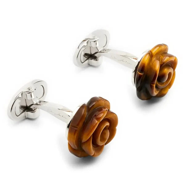 Rose Carved Sterling Cufflinks