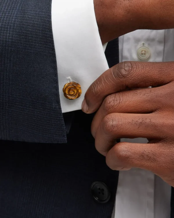 Rose Carved Sterling Cufflinks