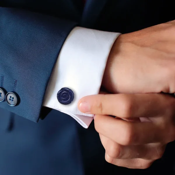 Rose Carved Sterling Cufflinks