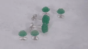 Rose Carved Sterling Cufflinks & Studs